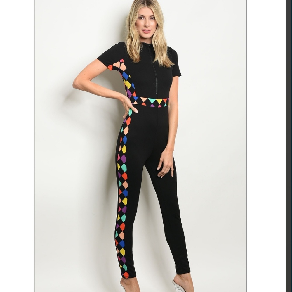 Printed black jumpsuit